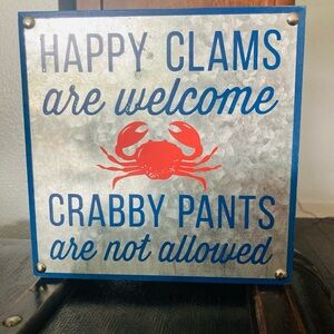 Happy Clams wood and metal sign